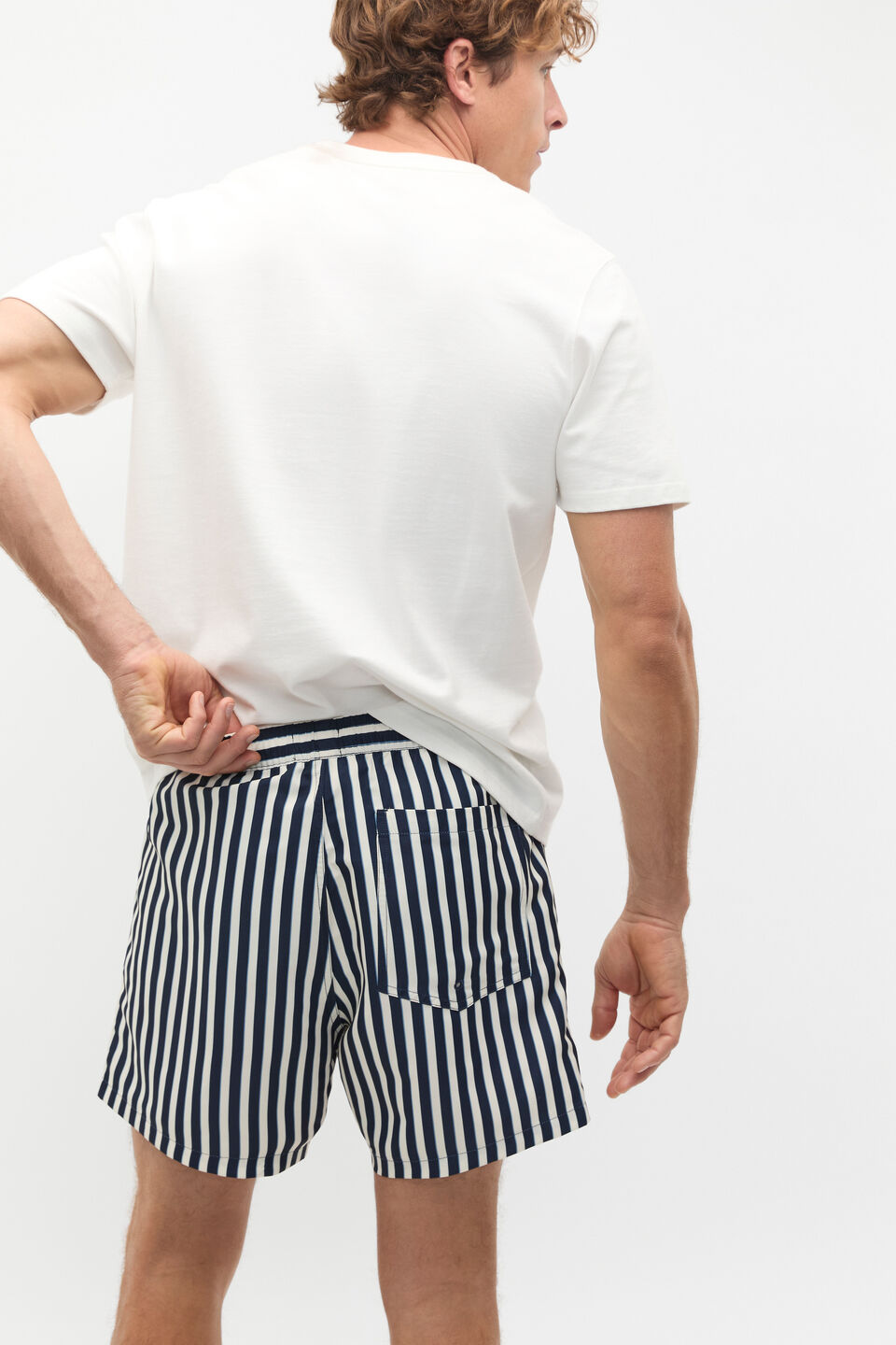 Stripe Swim Short  Midnight Blue