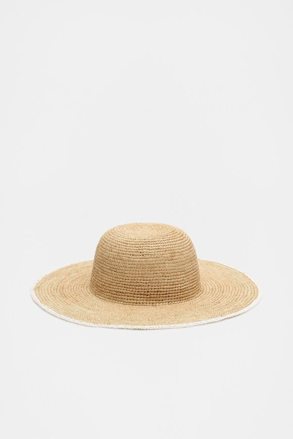 Wide Brim Contrast Hat  White  hi-res