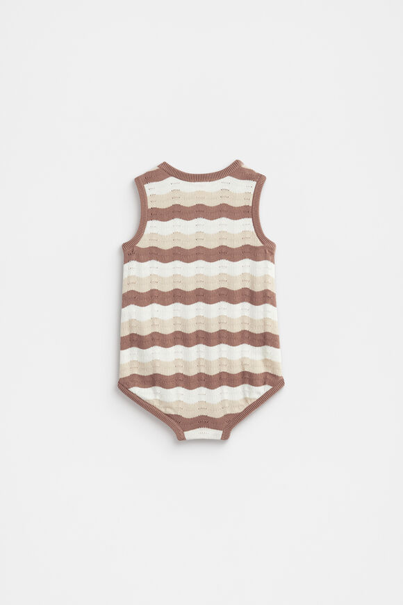 Wavy Knit Romper  Teddy  hi-res