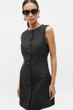 Linen Button Through Mini Dress  Black  hi-res