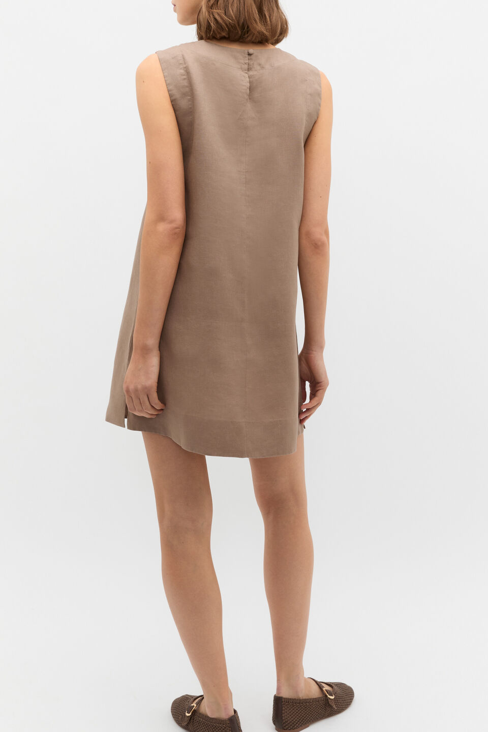 Linen A Line Mini Dress  Nutmeg