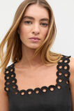 Linen Embroidered Crop Tank  Black  hi-res