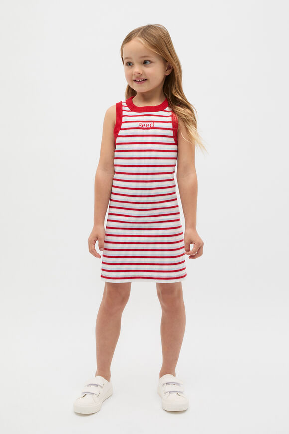 Logo Rib Dress  Chilli Stripe  hi-res
