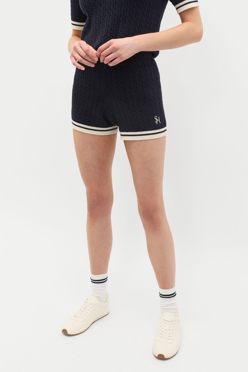 Cable Knit Short  Twilight Blue