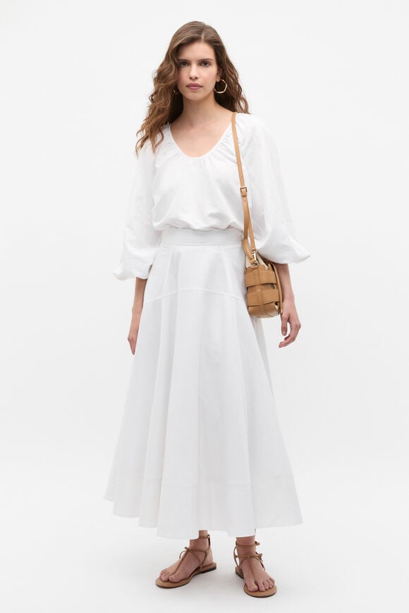 Scoop Neck Blouson Sleeve Top  Whisper White  hi-res