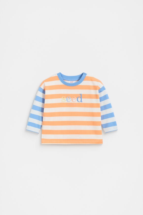 Long Sleeve Stripe Logo Tee  Apricot  hi-res