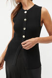 Crepe Rib Button Down Vest  Black  hi-res