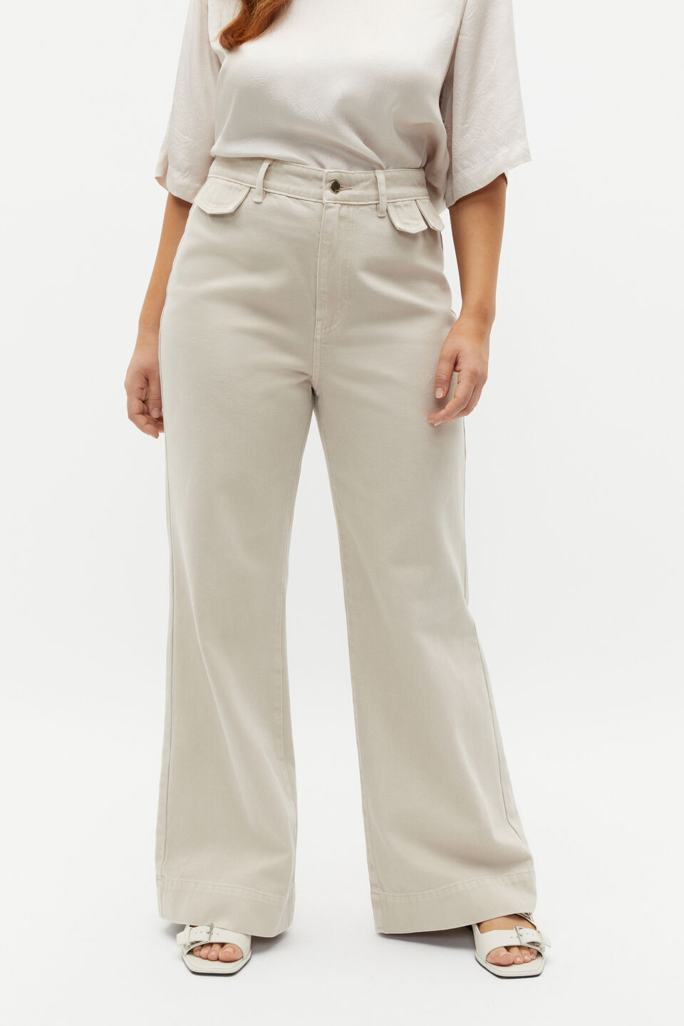 Denim Wide Leg Rigid Jean  Oat