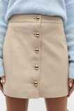 Leather Button Mini Skirt  Latte  hi-res
