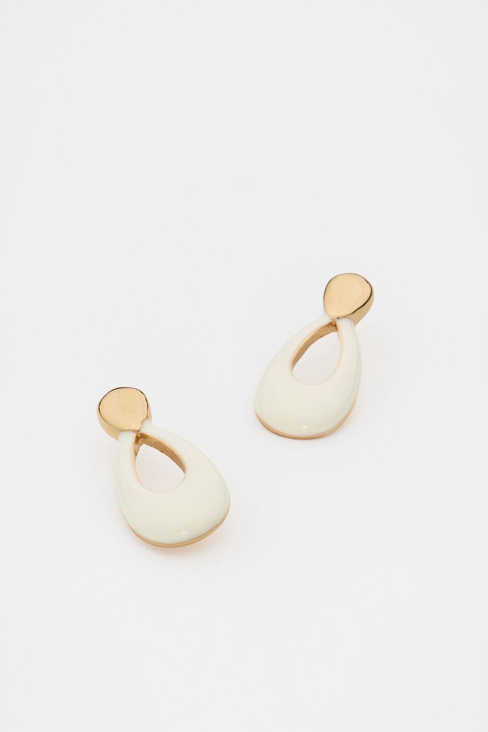 Enamel Small Drop Earring  Coconut Cream
