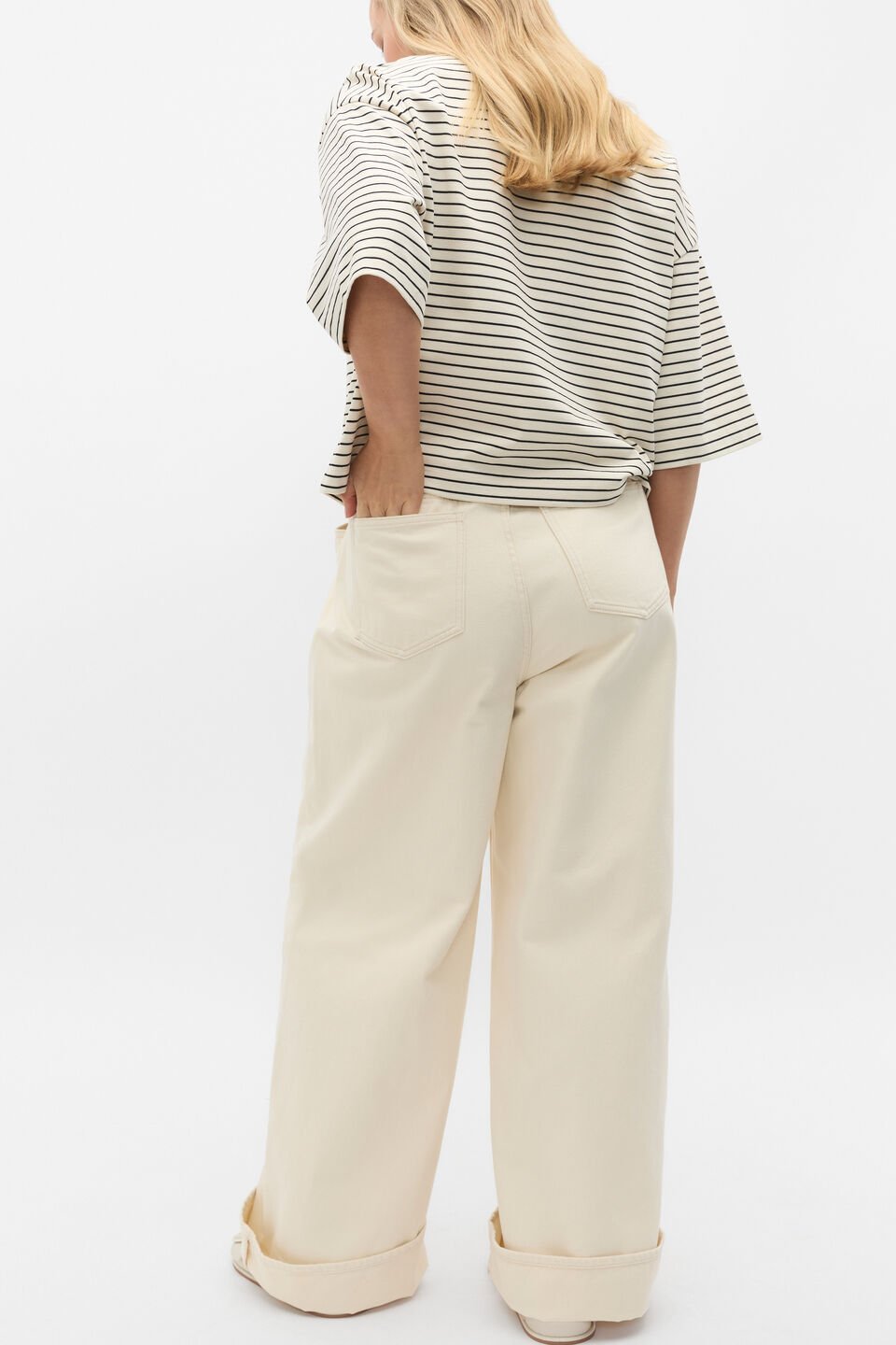 Oversized Polo Tee  Tofu Stripe