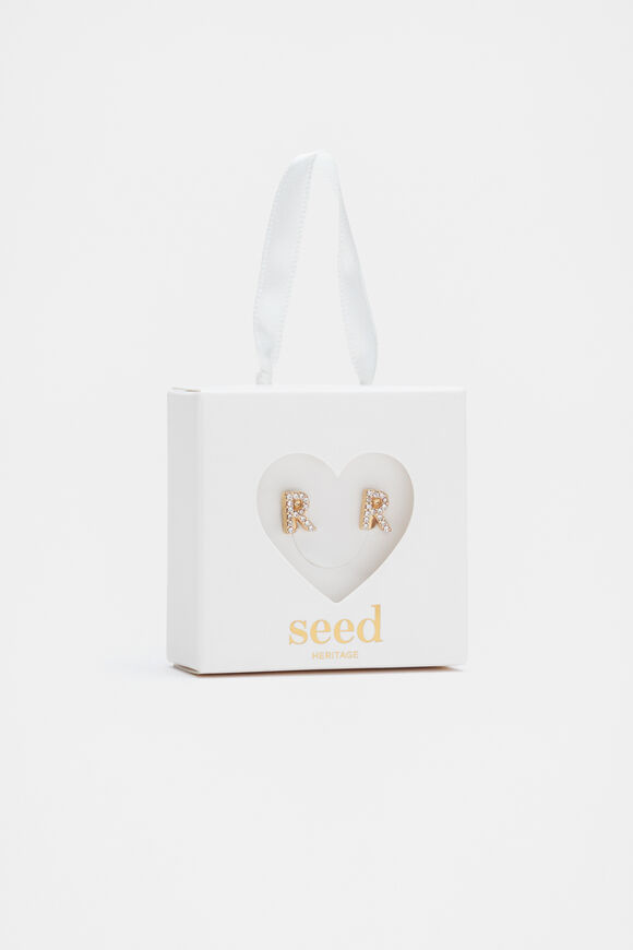 Initial Clip On Earings  R  hi-res