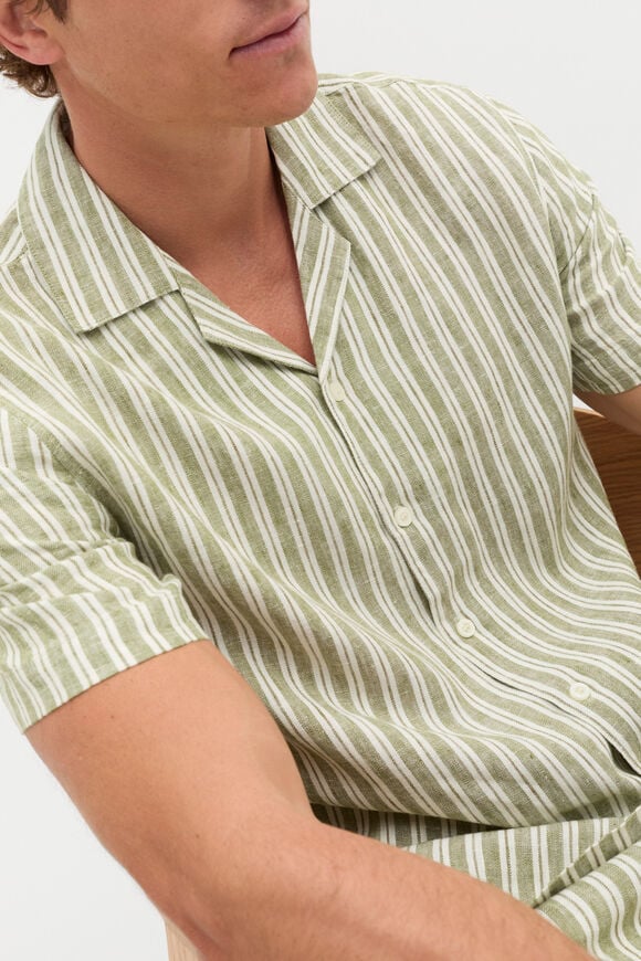 Stripe Linen Shirt  Green Apple  hi-res