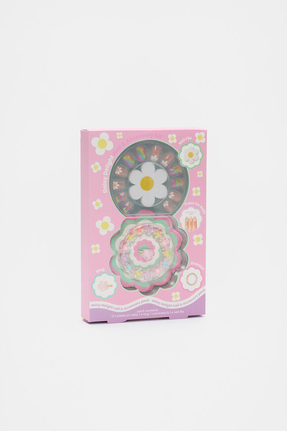 Daisy Press on Nails and Jewellery Set  Multi  hi-res