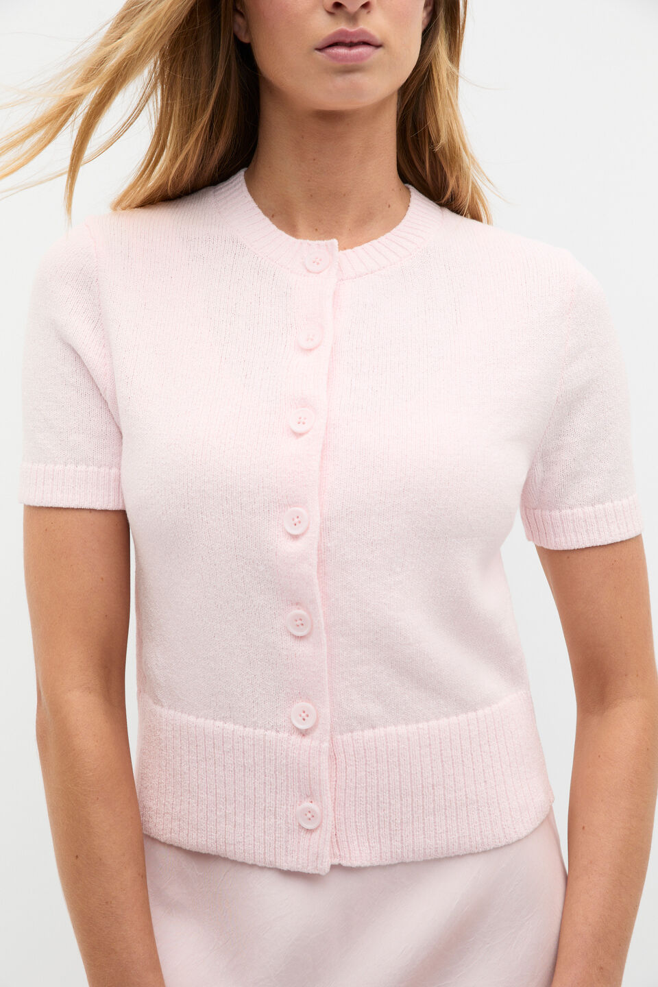 Textured Cotton Blend Cardigan  Primrose