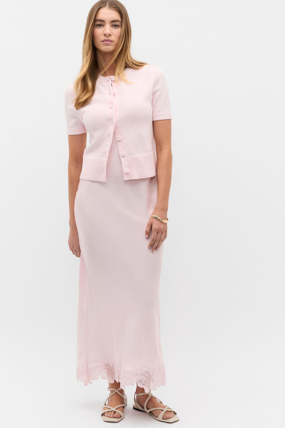Crinkled Satin Midi Dress  Primrose