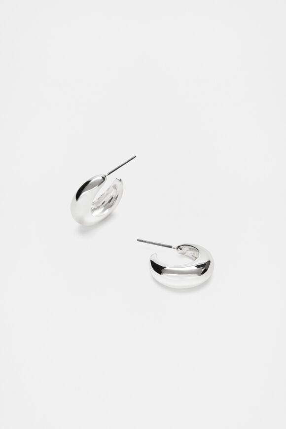 Small Curved Hoop  Silver  hi-res