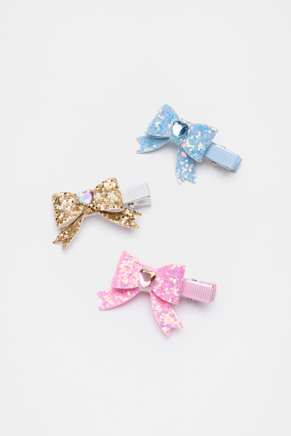 Glitter Bow Duck Clip Trio  Multi  hi-res