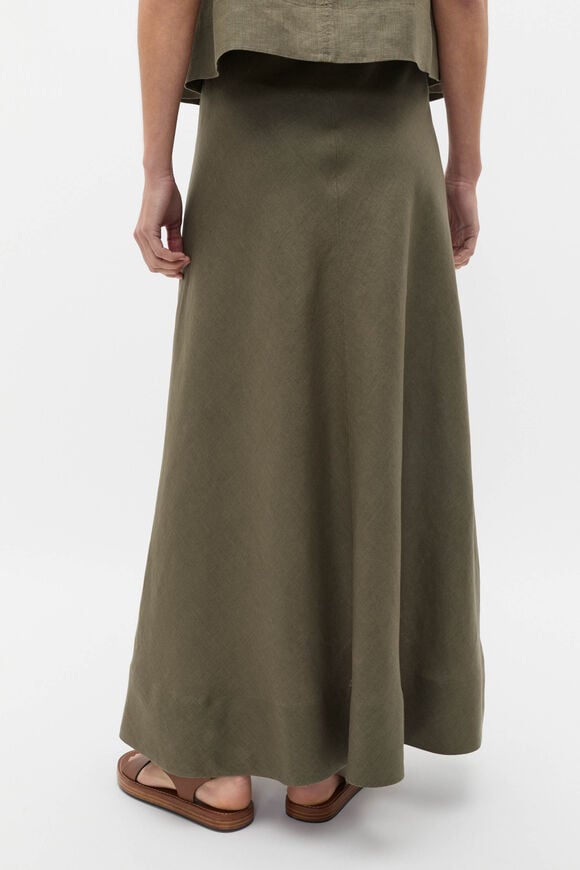 Core Linen Seam Front Skirt  Olive Leaf  hi-res