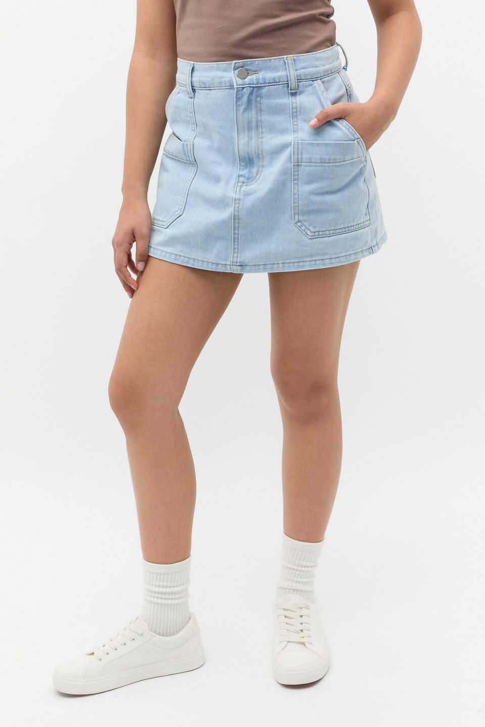 Pocket Denim Skort  Light Wash