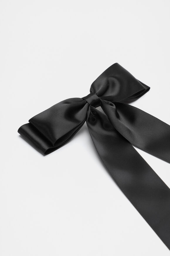 Fabric Bow Clip  Black  hi-res