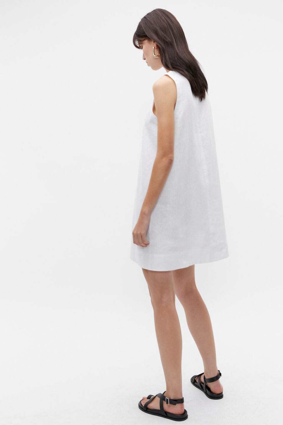 Core Linen Swing Mini Dress  Whisper White