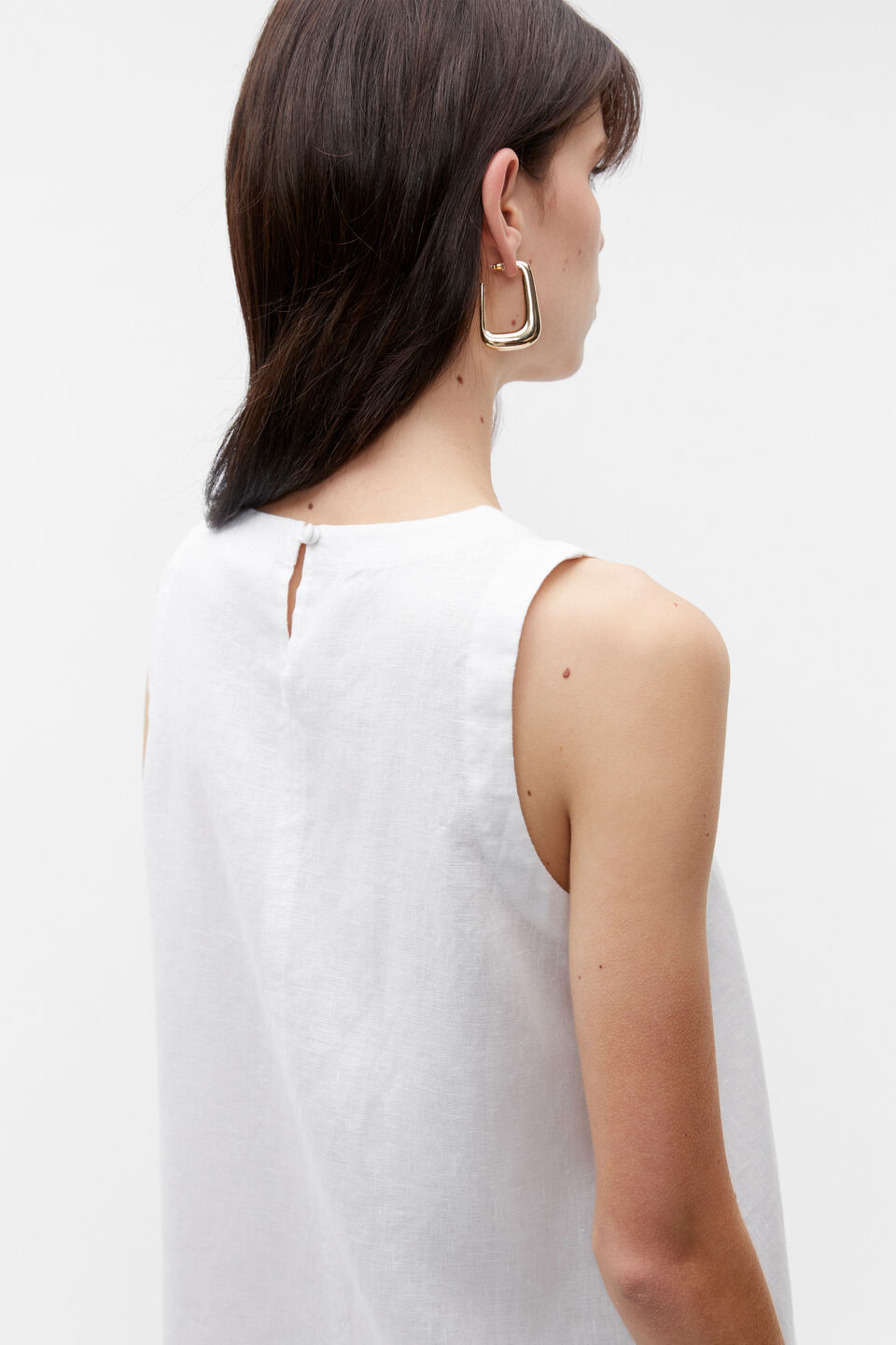 Core Linen Swing Mini Dress  Whisper White