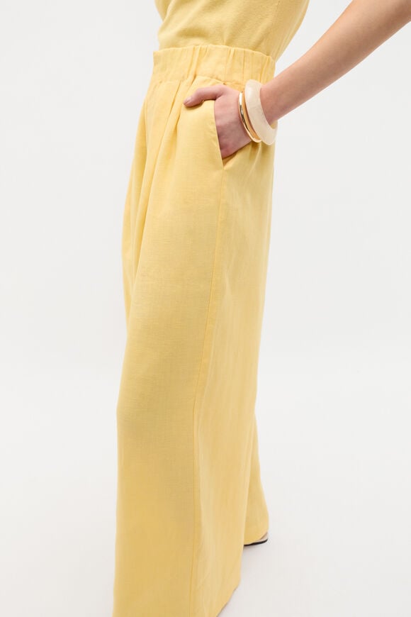 Linen Gathered Palazzo Pant  Buttercup  hi-res