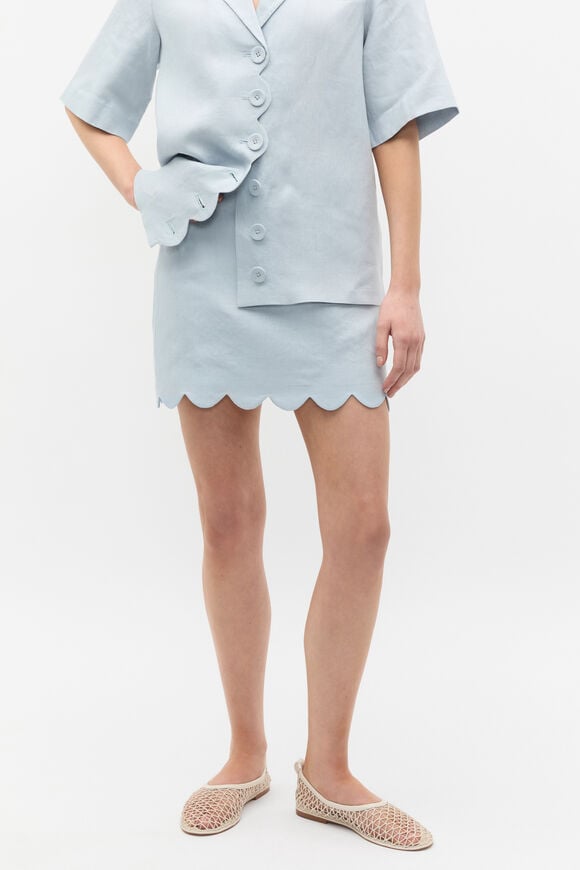Linen Scallop Skirt  Bluebell  hi-res