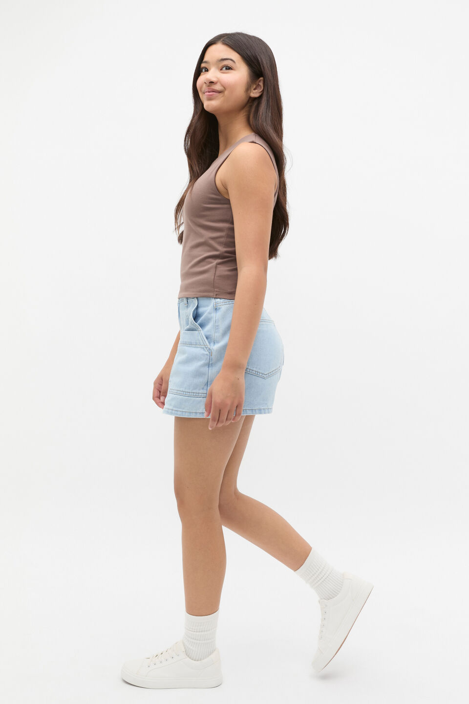 Pocket Denim Skort  Light Wash