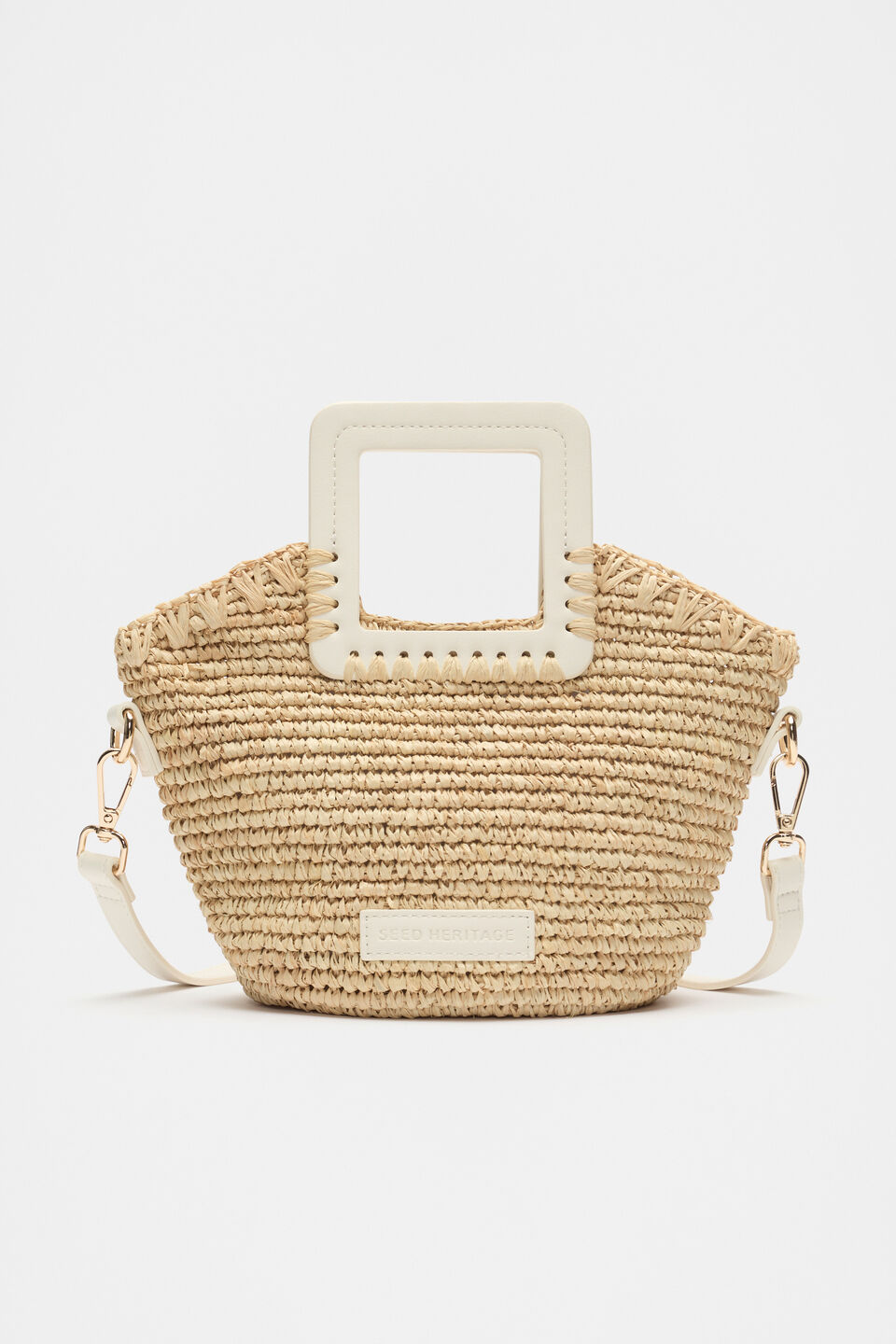 Mini Raffia Crossbody Bag  Cream