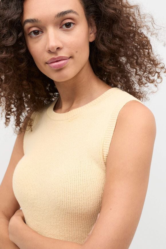 Textured Cotton Knit Top  Shortbread  hi-res