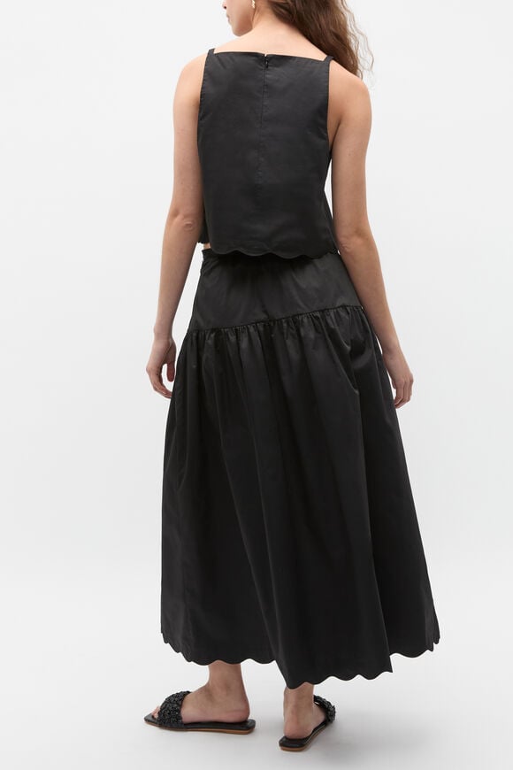 Poplin Scallop Skirt  Black  hi-res