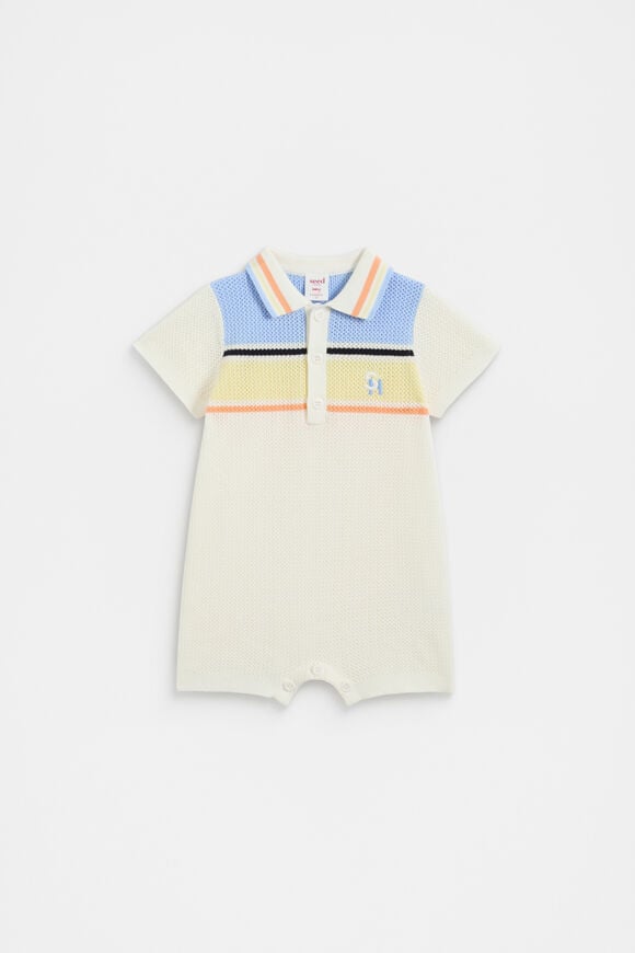 Crochet Polo Romper  Canvas  hi-res
