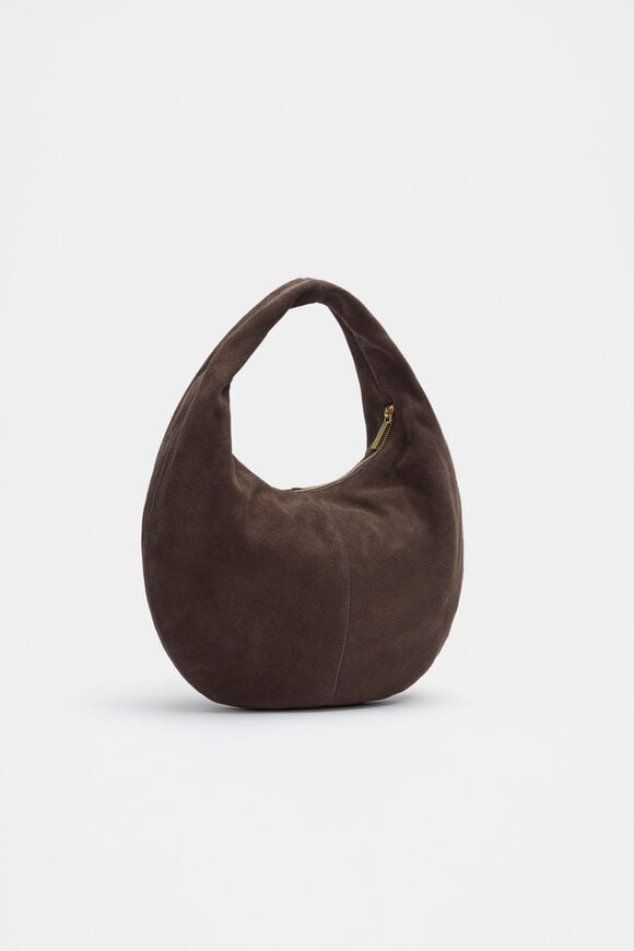 Leather Hobo Shoulder Bag  Chocolate  hi-res