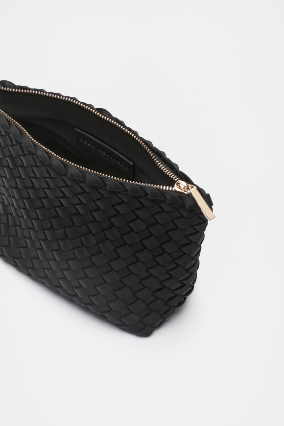 Woven Textured Pouch  Black  hi-res
