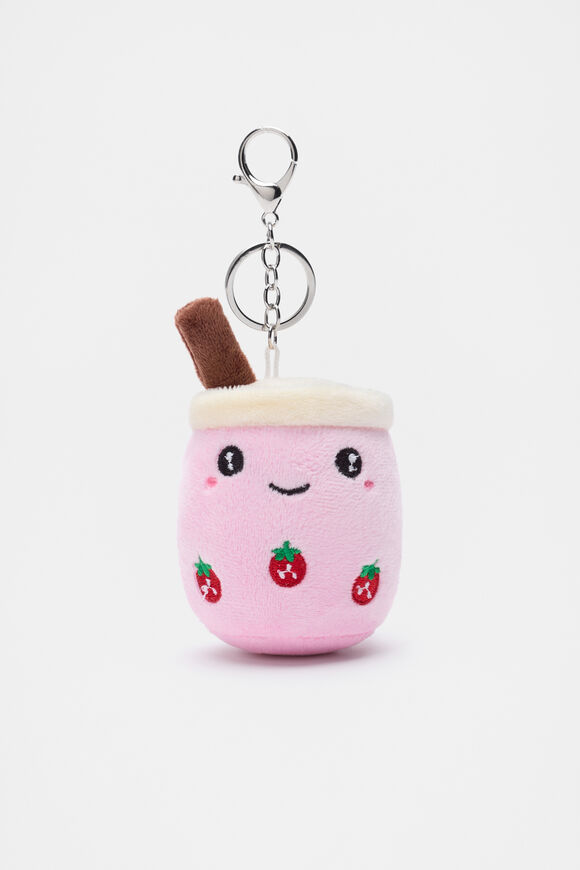 Bubble Tea Keyring Plush Toy  Pink  hi-res