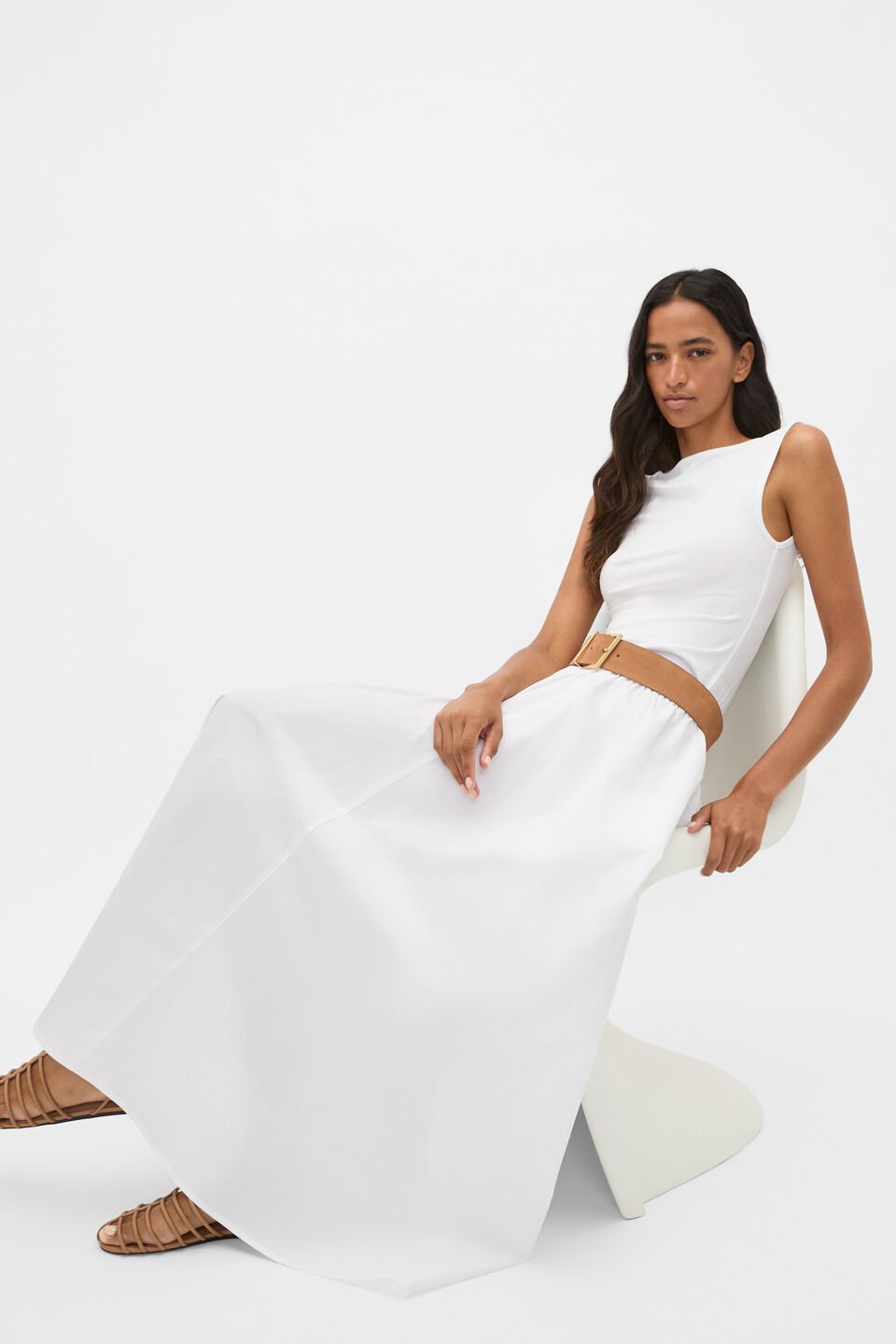 Boat Neck 90s Top  Whisper White