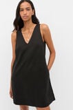 Linen V Neck Mini Dress  Black  hi-res