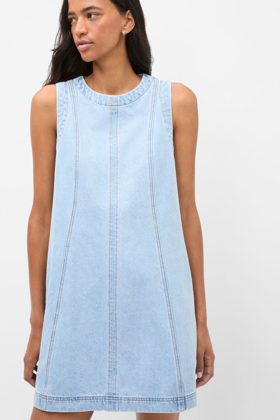 Denim Swing Mini Dress  Glacial Blue Wash