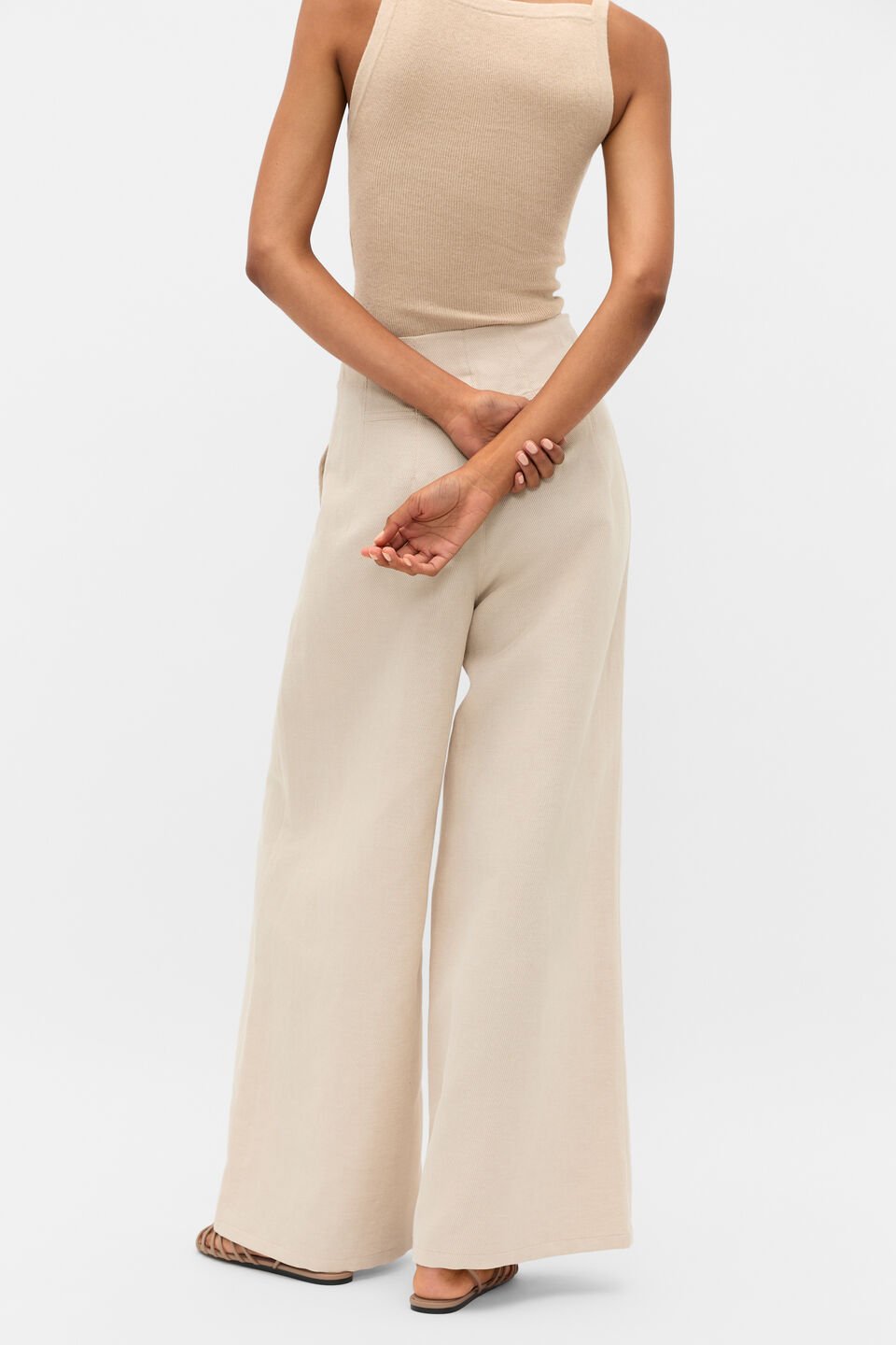 Twill High Waist Pant  Ecru