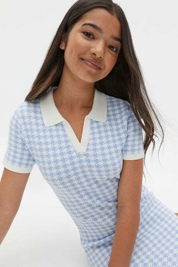 Houndstooth Knit Dress  Blue Jay  hi-res