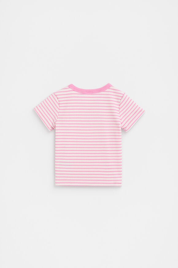 Core Logo Rib Tee  Candy Pink Stripe  hi-res