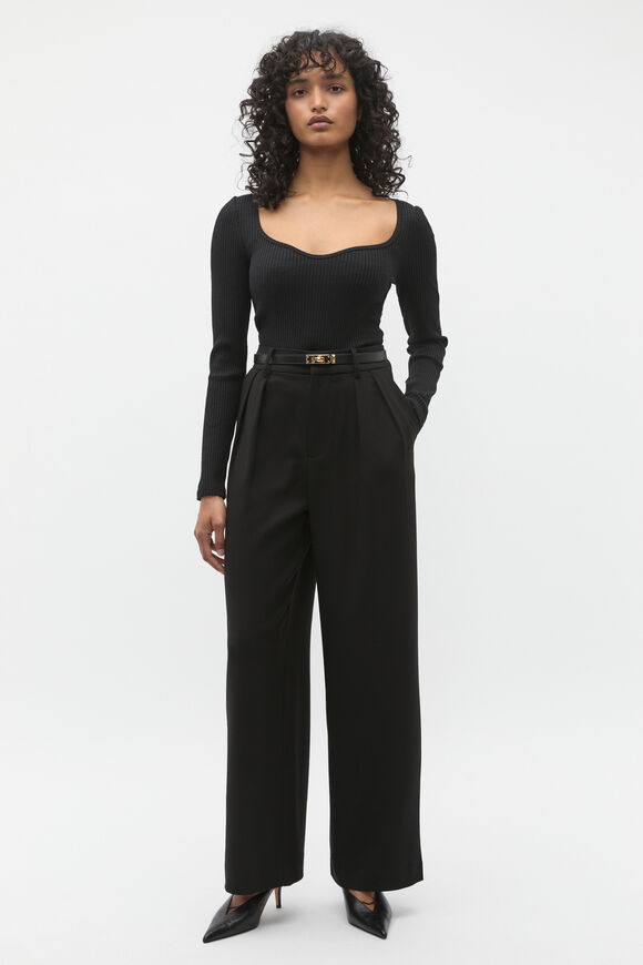 Sweetheart Neck Rib Top  Black  hi-res