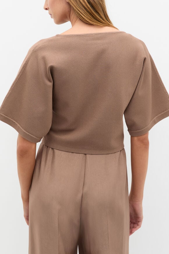 Compact Crepe Knit Top  Nutmeg  hi-res