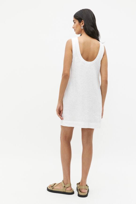 Linen Scoop Back Mini Dress  Whisper White  hi-res