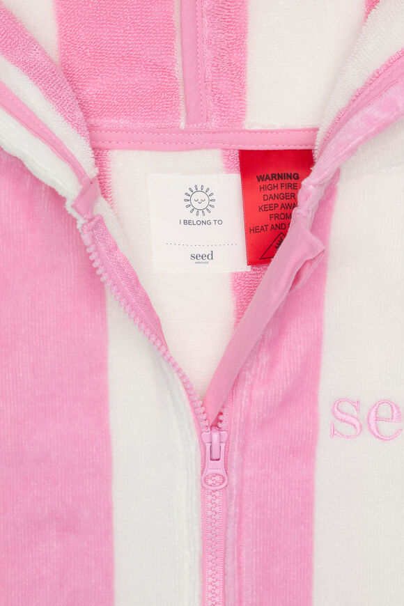 Mini Swim Zip Poncho  Candy Pink Stripe  hi-res