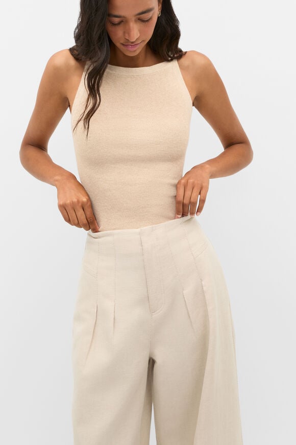 Cotton Blend Rib Knit Top  Ecru Marle  hi-res