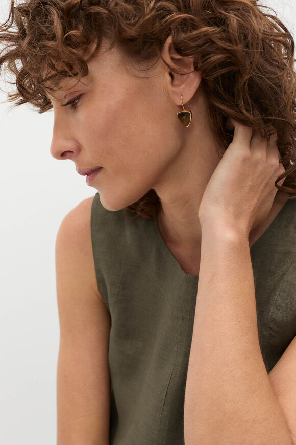 Stone Shield Drop Earring  Gold  hi-res