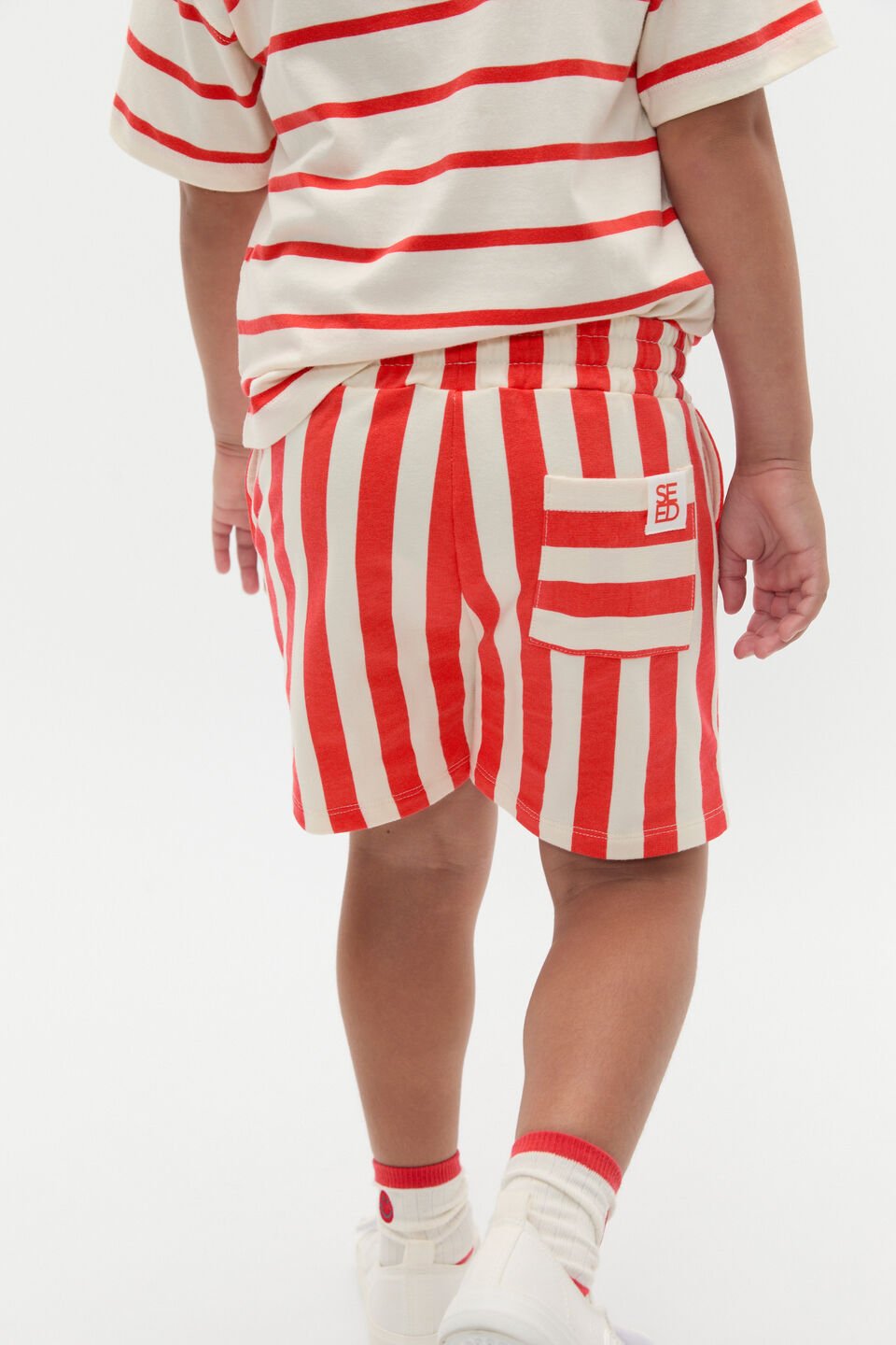 Core Stripe Track Short  Strawberry Red